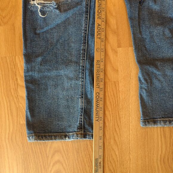 Wild Fable Jeans Womens 2 Denim Blue High Rise Straight Distressed Stretch 90s - Picture 2 of 7